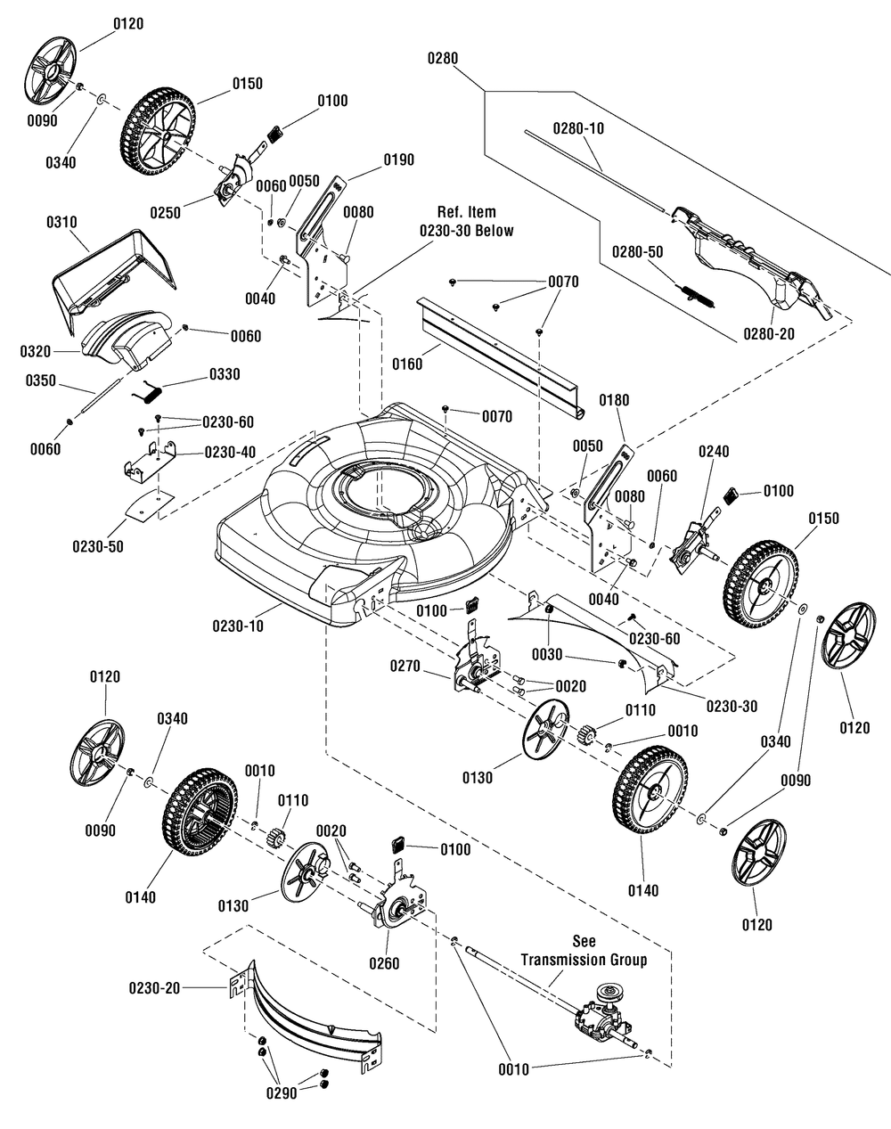 Deck Group (7501888) Diagram and Parts List for 7800878-EBTP22650E 2012 Briggs and Stratton Lawn Mower